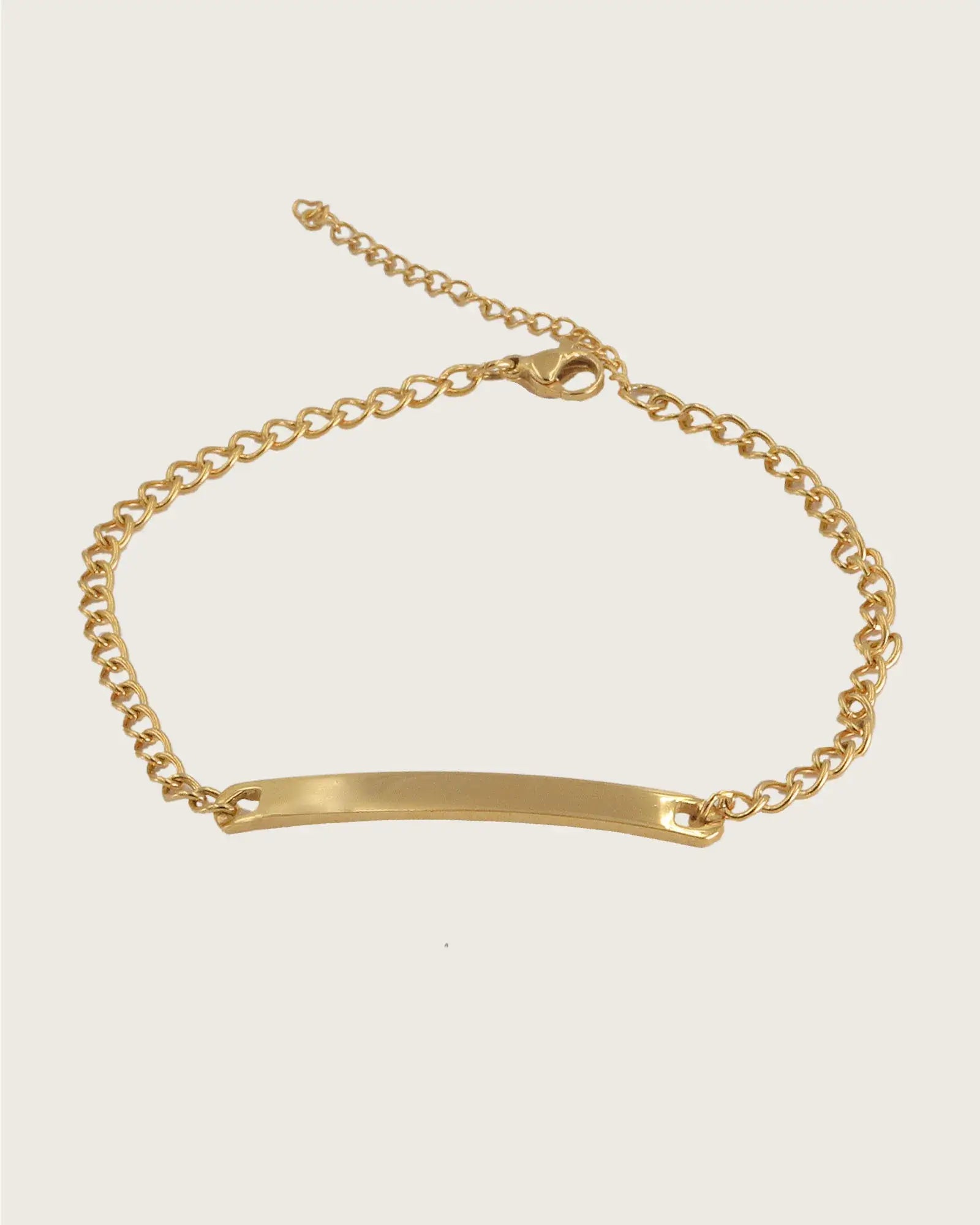 Kaaf Creations
18 k gold plated Chain Bracelet with Bar Pendant, women and girls gift , Name engraving available near you uae