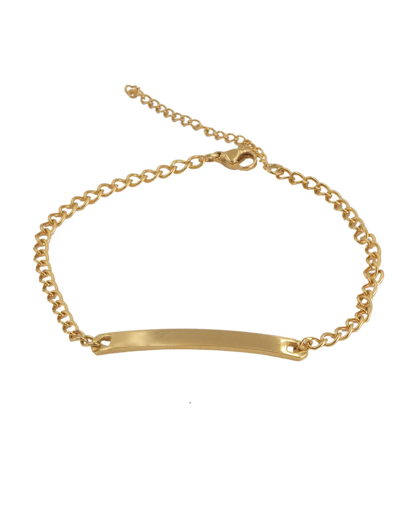 18K Gold Plated Bar Chain Bracelet – Unisex, Custom Name Engraving, Perfect Gift! Kaaf Creations