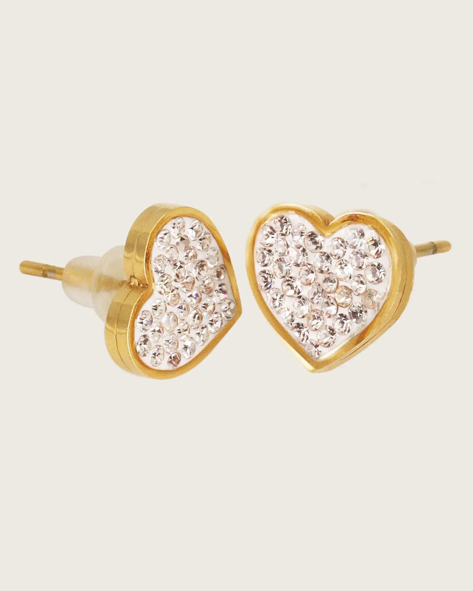 Women's 18K Gold Plated Stainless Steel Heart Earrings with Cubic Zirconia, Earrings Gifts for Women and girls,Hypoallergenic