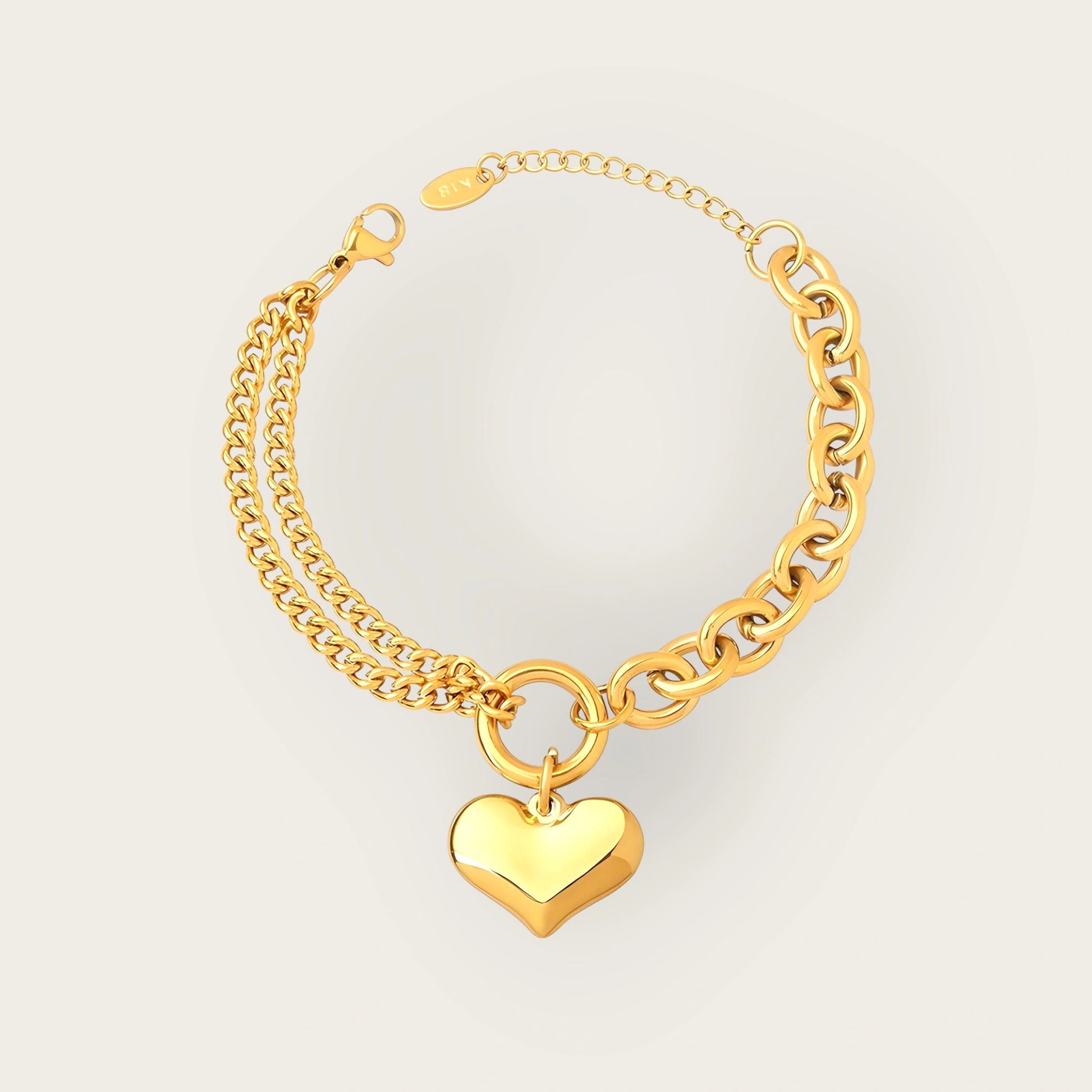 18K gold plated Stainless steel Heart bracelet for Women and Girls, Intensity. Kaaf