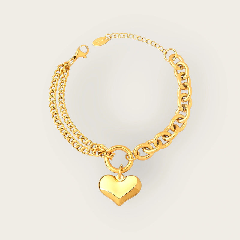 18K gold plated Stainless steel Heart bracelet for Women and Girls, Intensity. Kaaf