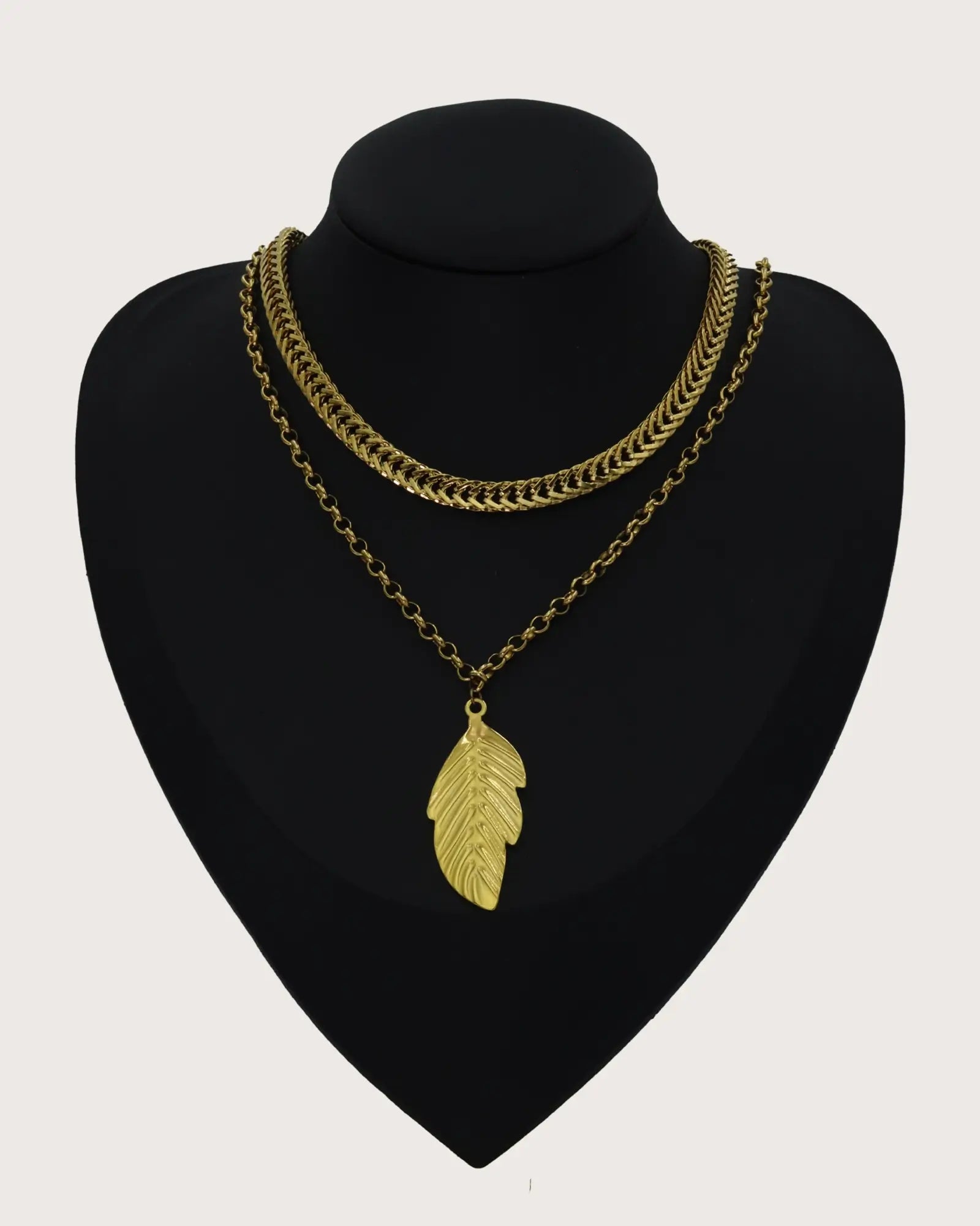 18k gold plated stainless Steel Nature's Elegance Leaf Pendant Necklace Kaaf Creations