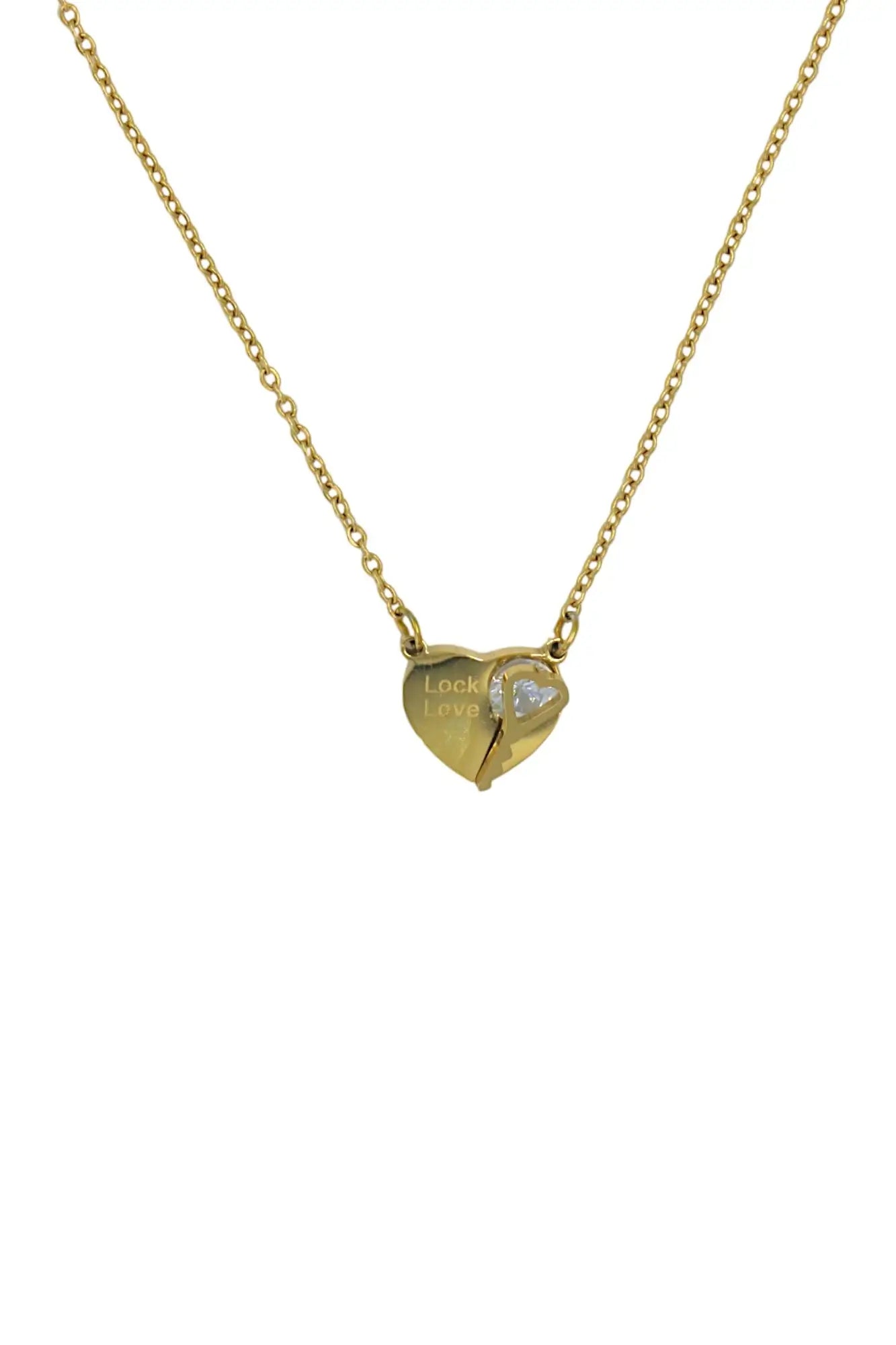 18k Gold plate Stainless Steel Thin Chain Heart Pendant Necklace For Women Girls