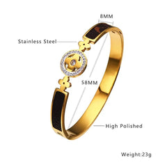 8K Gold Plated Stainless steel Bangle Bracelet, Leaf Clover Gold & Stainless steel Bangle Bracelet for Women, Dainty Clover Bangle Bracelet