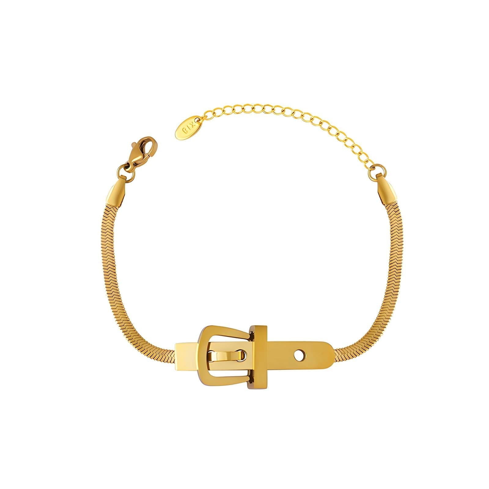 18K Gold Plated Stainless Steel 'Belt' Bracelet for Girls and women, Intensity, Kaaf