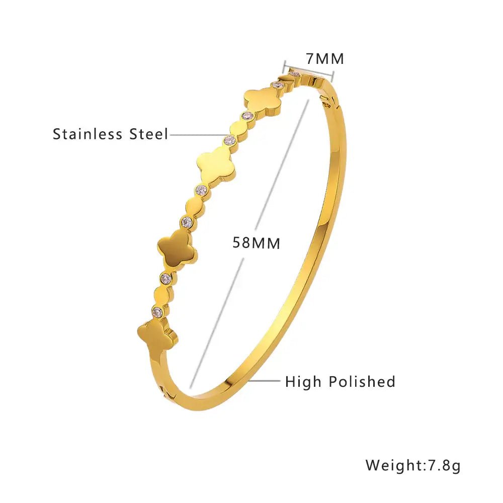 18K Gold Plated Stainless Steel Bracelet with Micro-Diamonds for women and girls