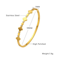 18K Gold Plated Stainless Steel Bracelet with Micro-Diamonds for women and girls