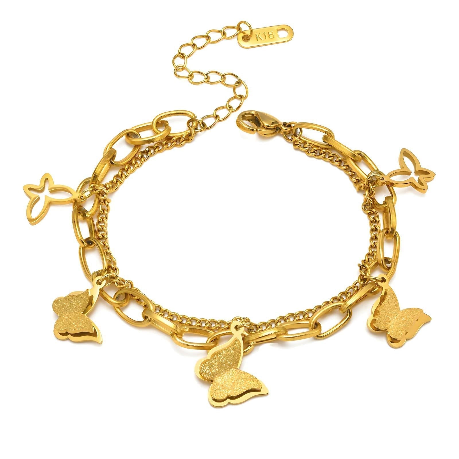 18K gold plated Stainless steel Butterflies bracelet, Intensity Kaaf