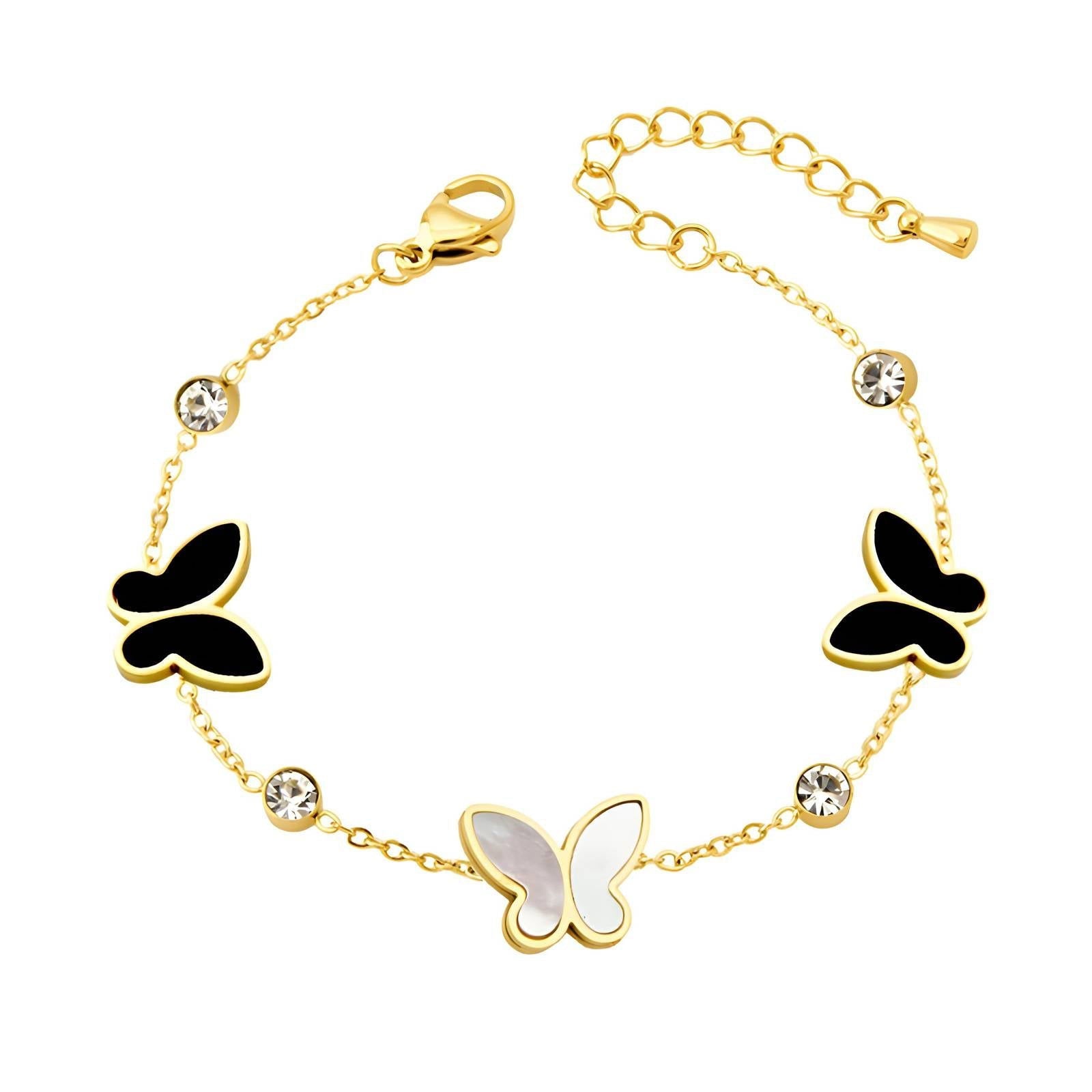 18K Gold Plated Stainless Steel Butterfly Charm Bracelet for Women and Girls, Intensity , Kaaf