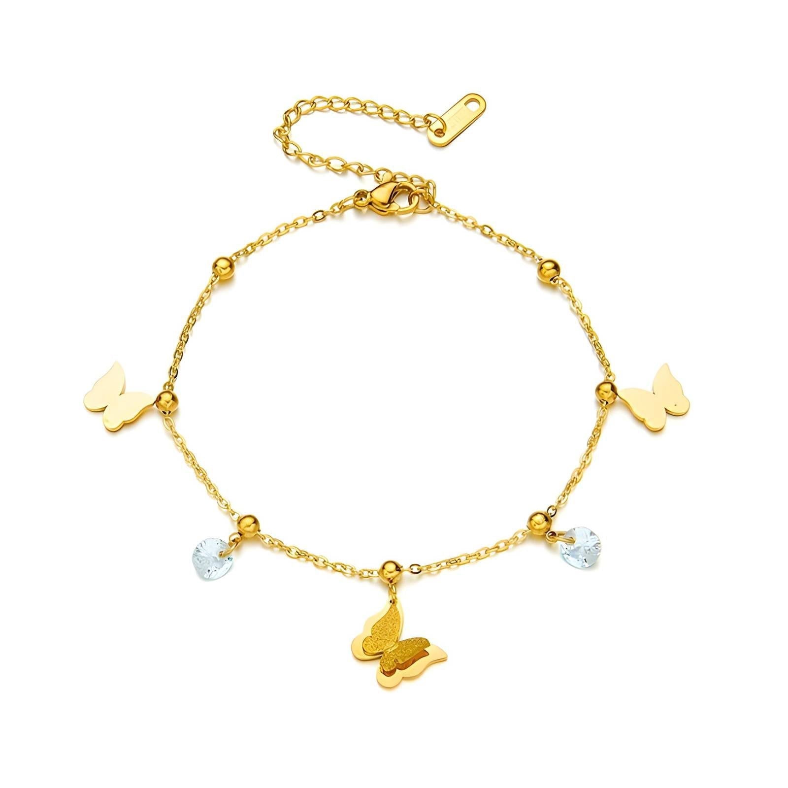 18K gold plated Stainless steel  Butterfly anklet, Intensity - Kaaf Creations - 