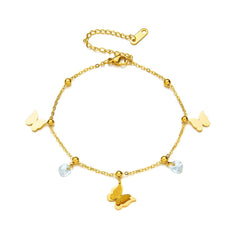 18K gold plated Stainless steel  Butterfly anklet, Intensity - Kaaf Creations - 