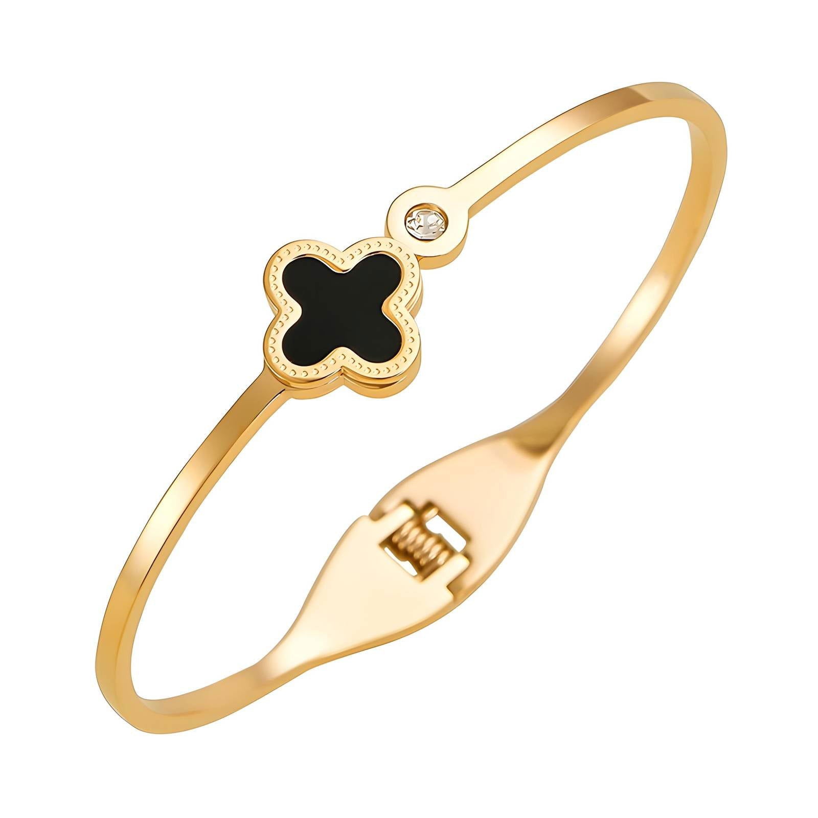 18K gold plated Stainless steel  Four-leaf clover bracelet, Intensity - Kaaf Creations 