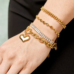 18K gold plated Stainless steel Heart bracelet for Women and Girls, Intensity. Kaaf