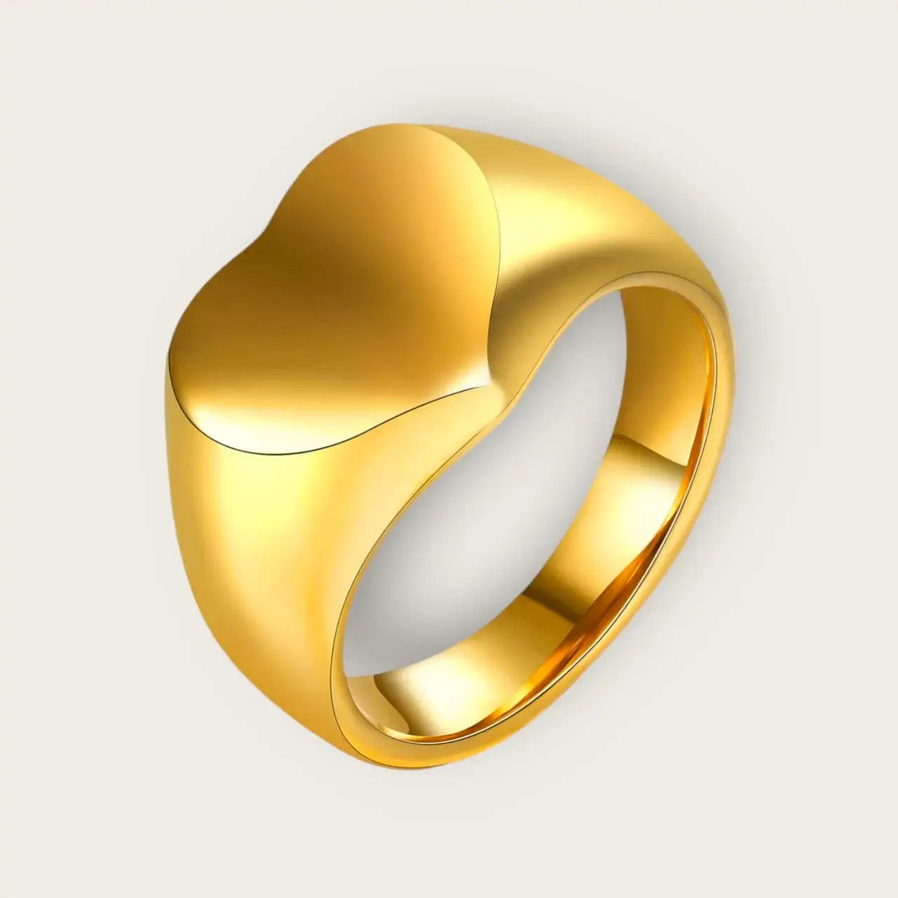 gold plated Stainless steel Heart finger ring for Women, Girls, Intensity, waterproof, hypoallergenic, long lasting and does not tarnish, Kaaf