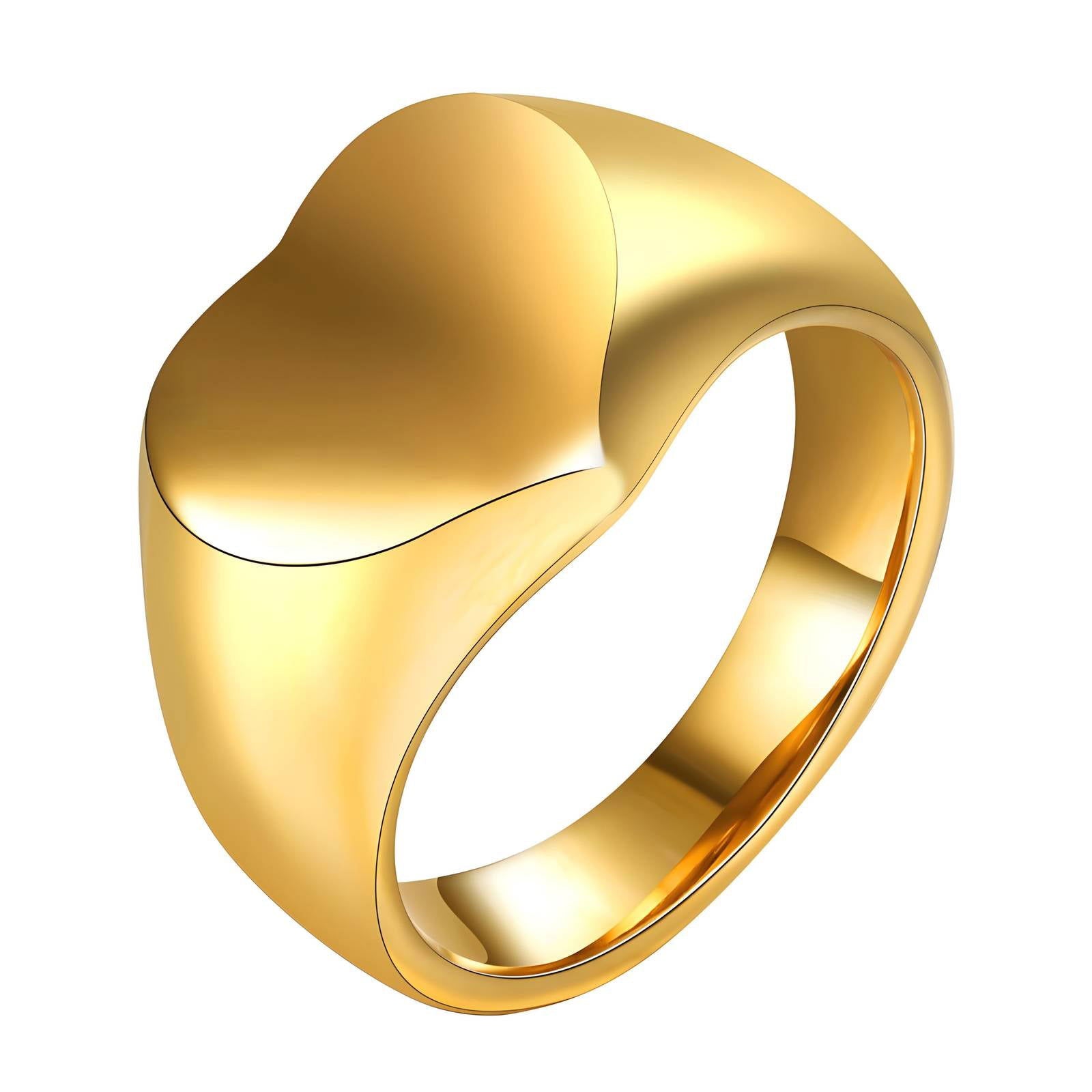 gold plated Stainless steel Heart finger ring for Women, Girls, Intensity, waterproof, hypoallergenic, long lasting and does not tarnish, Kaaf