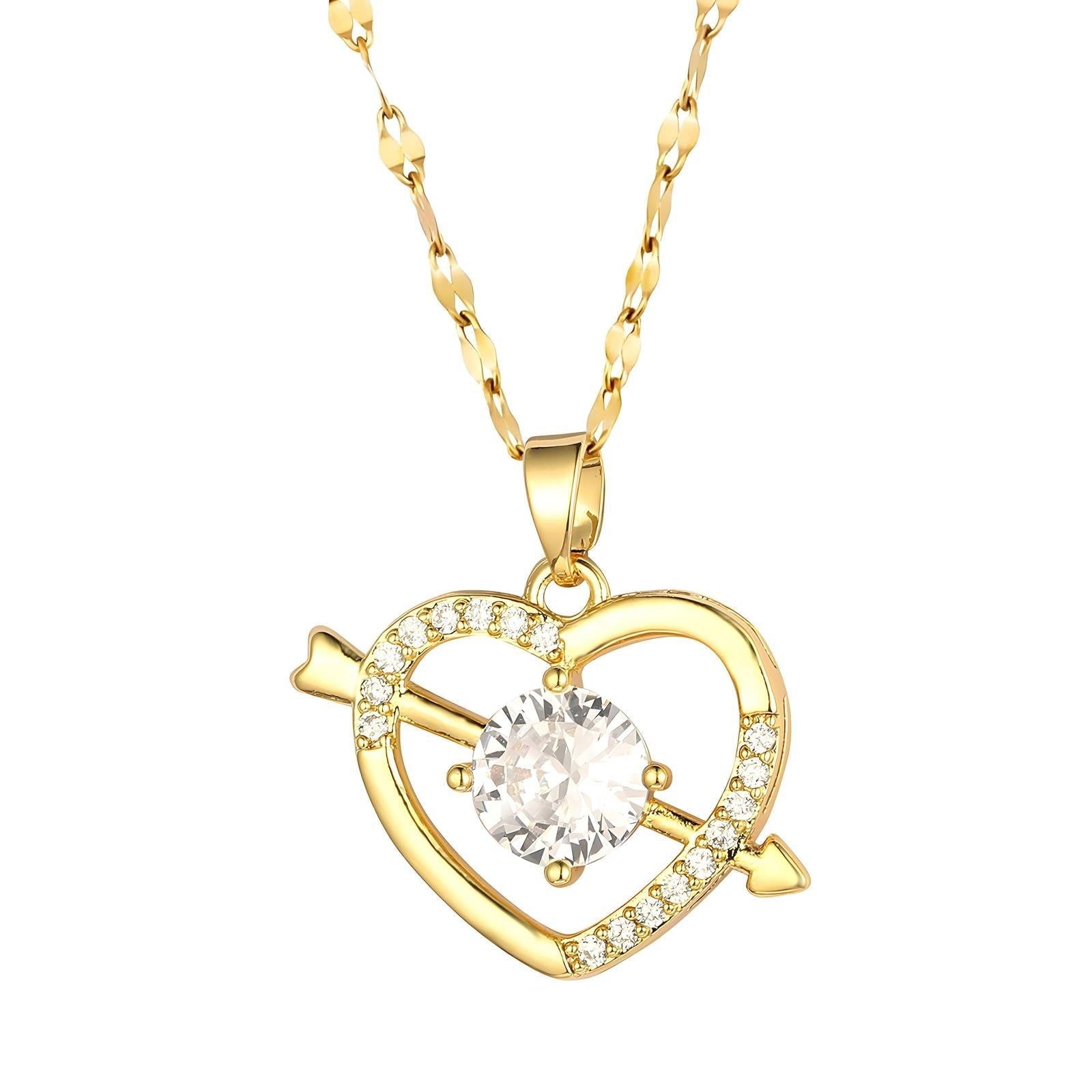 18K gold plated Stainless steel Heart necklace for women and girls, Intensity. Kaaf