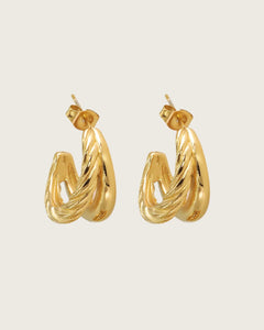 18K Gold Plated Stainless Steel Twisted Hoop Earrings for Women, Free Size