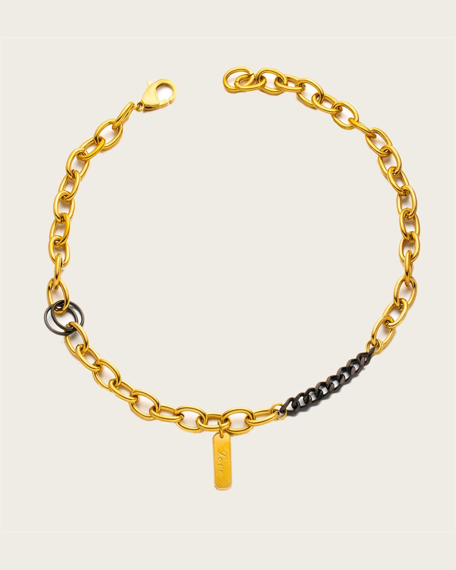 18k Gold Plated Stainless Steel Chain with black color chain Necklace, 48 cm Kaaf Creations