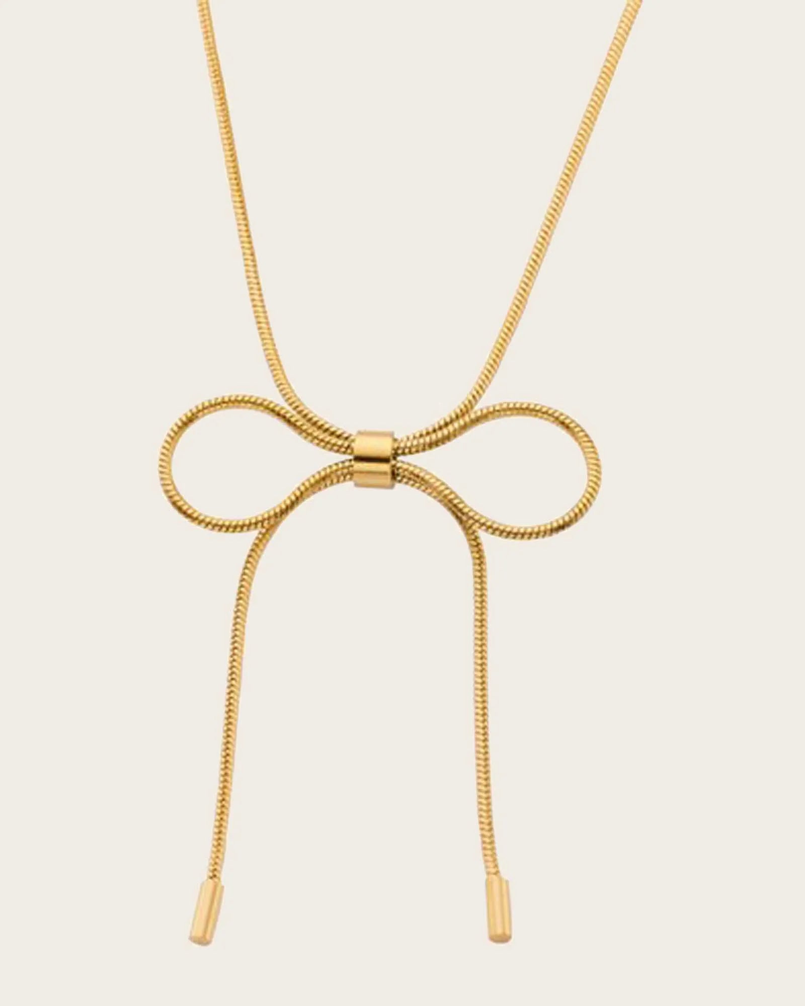 18k Gold Plated Stainless Steel, Chain Bow Necklace, 41+6 cm Length Kaaf Creations