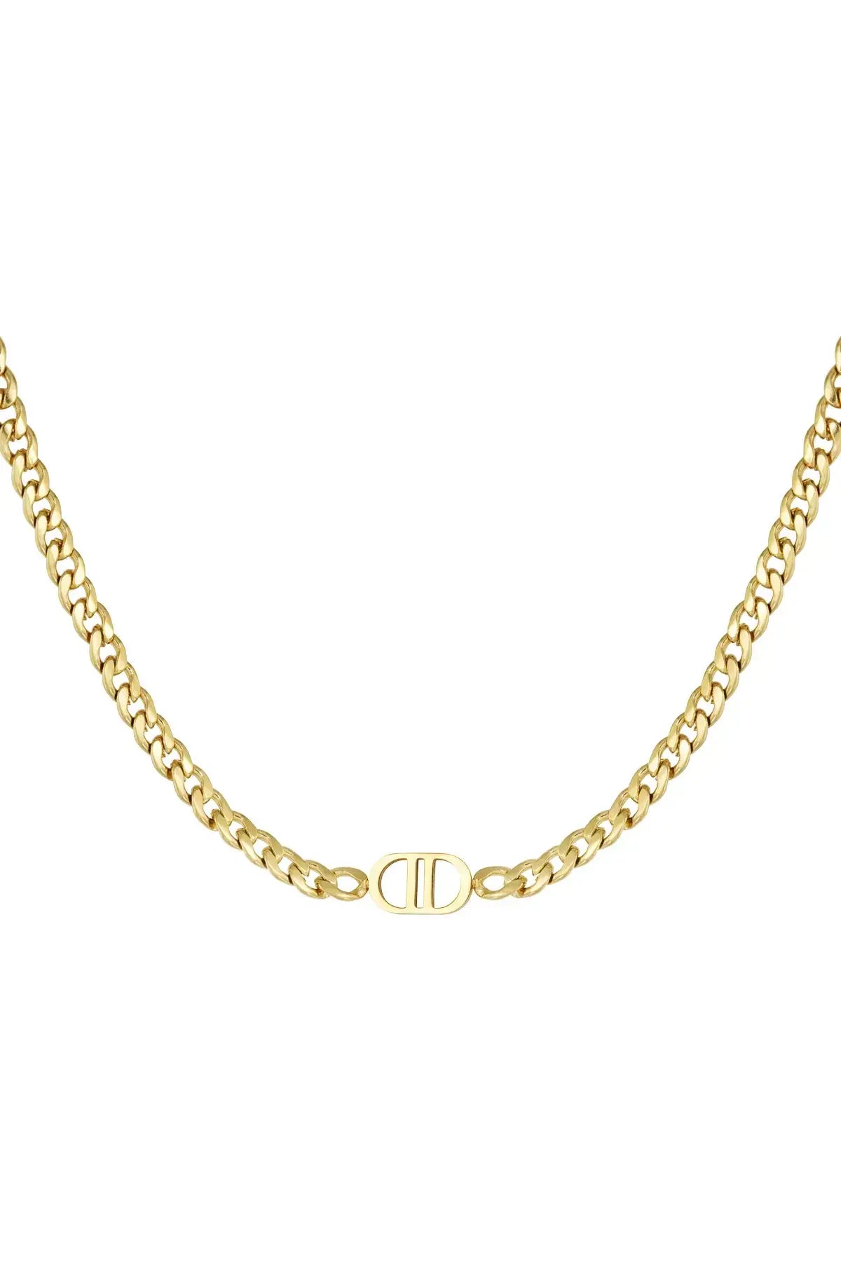 Gold Plated Letter D Chain Necklace for Women, Vintage, Hip Hop,