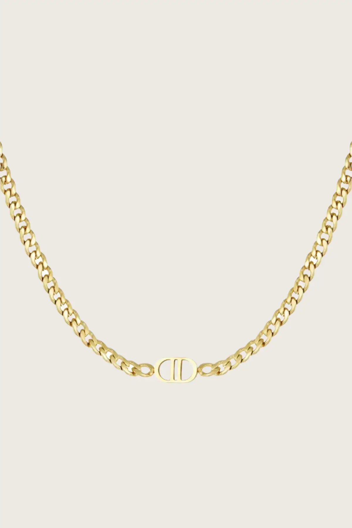 18k gold plated stainless Steel Letter D Chain Necklace for Women, Vintage, Hip Hop, Kaaf Creations