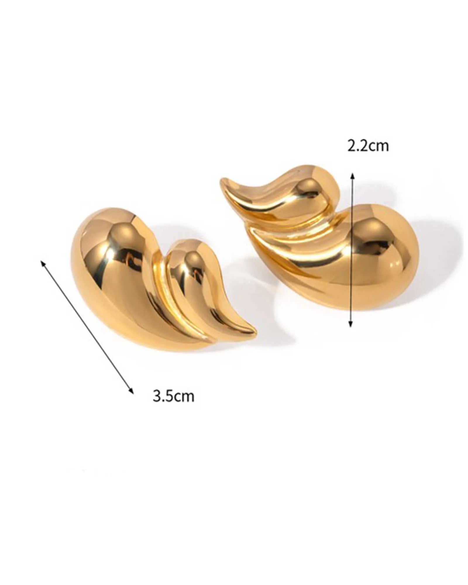 18K Gold Plated Stainless Steel, Modern Curved Drop Earrings, women and girls