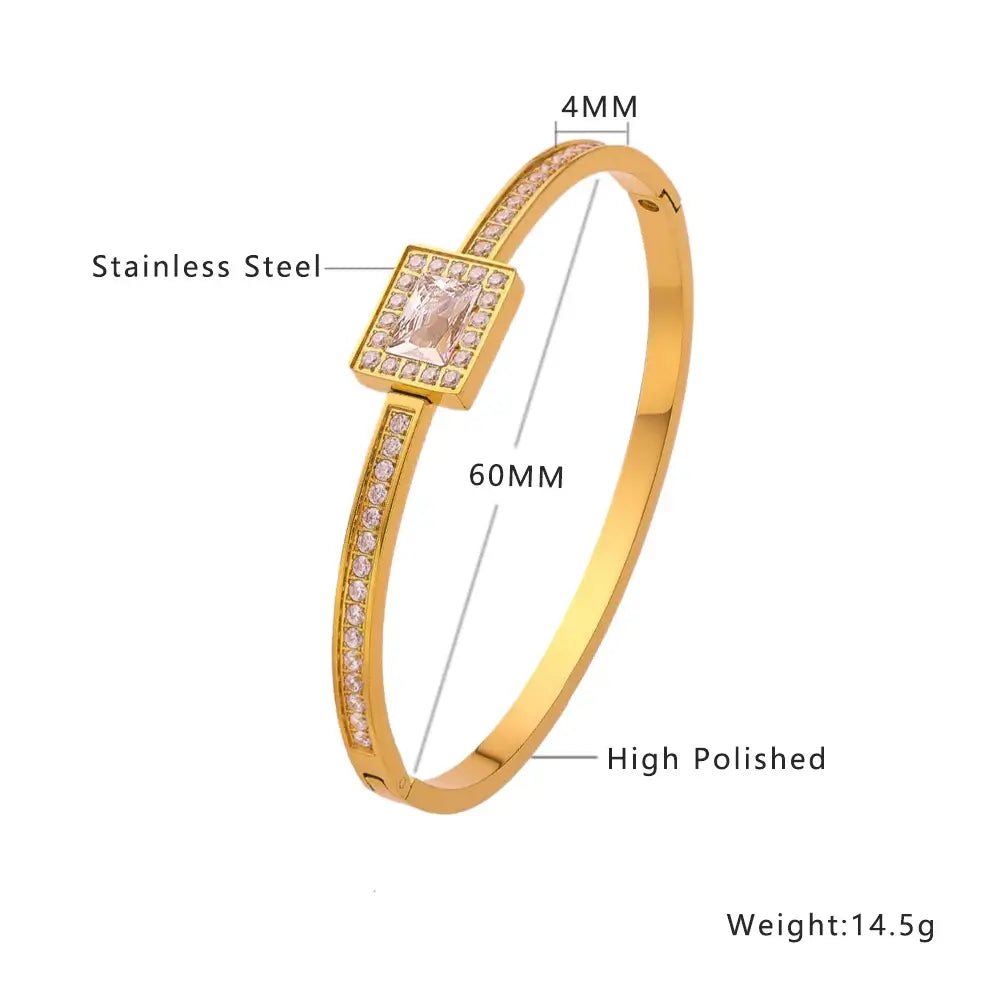 18K gold plated Stainless steel diamond bracelet for women and girls