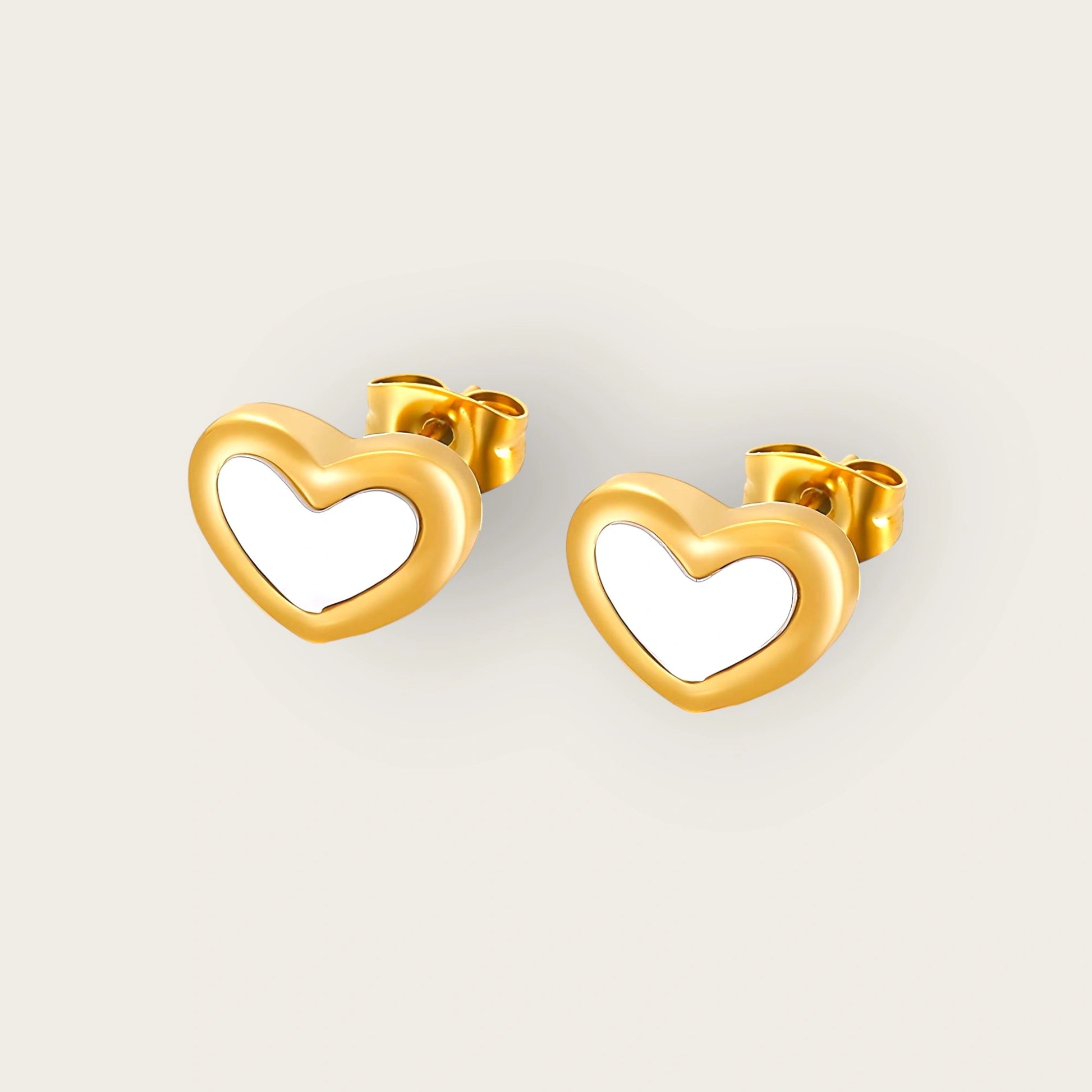 18K gold plated Stainless steel  Hearts earrings, Intensity - Kaaf Creations 