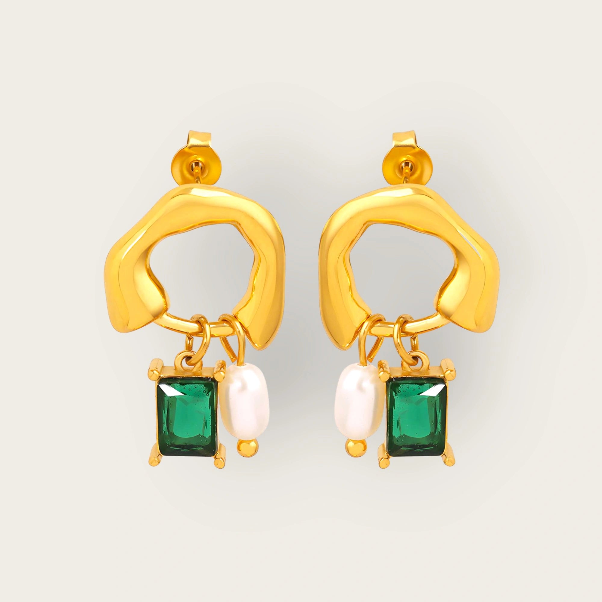 18K gold plated Stainless steel earrings, Intensity - Kaaf Creations 