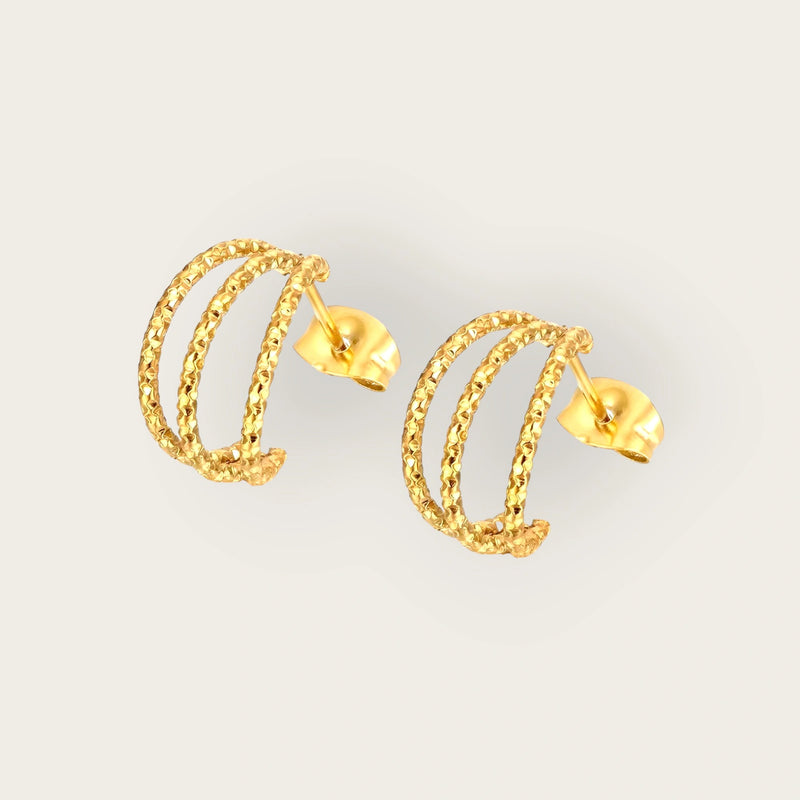 18K gold plated Stainless steel earrings, Intensity - Kaaf Creations 