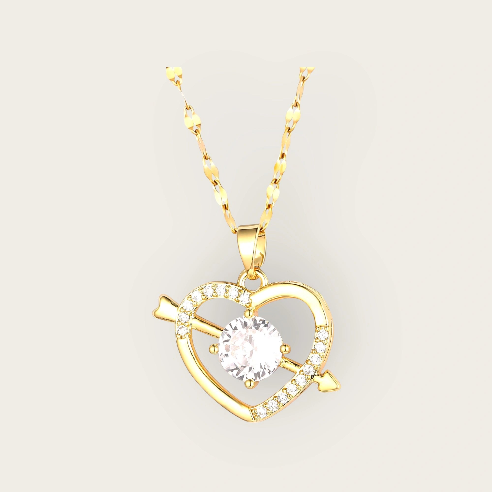 18K gold plated Stainless steel Heart necklace for women and girls, Intensity. Kaaf