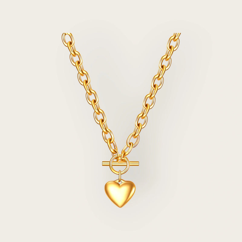 18K gold plated Stainless steel  Heart necklace, Intensity - Kaaf Creations 