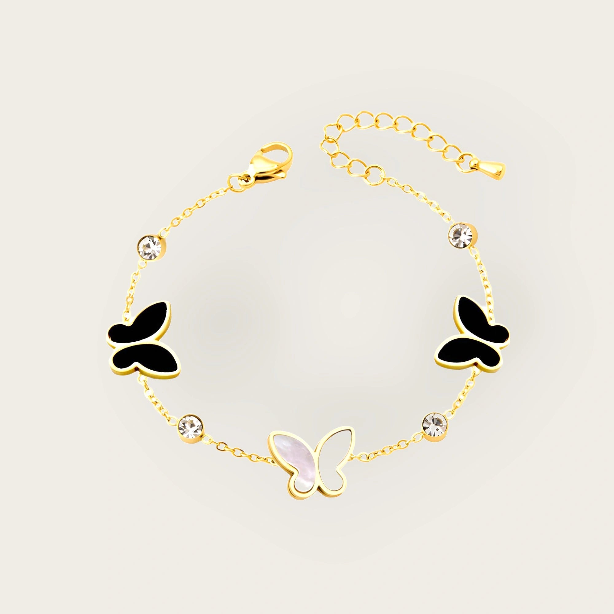 18K Gold Plated Stainless Steel Butterfly Charm Bracelet for Women and Girls, Intensity , Kaaf