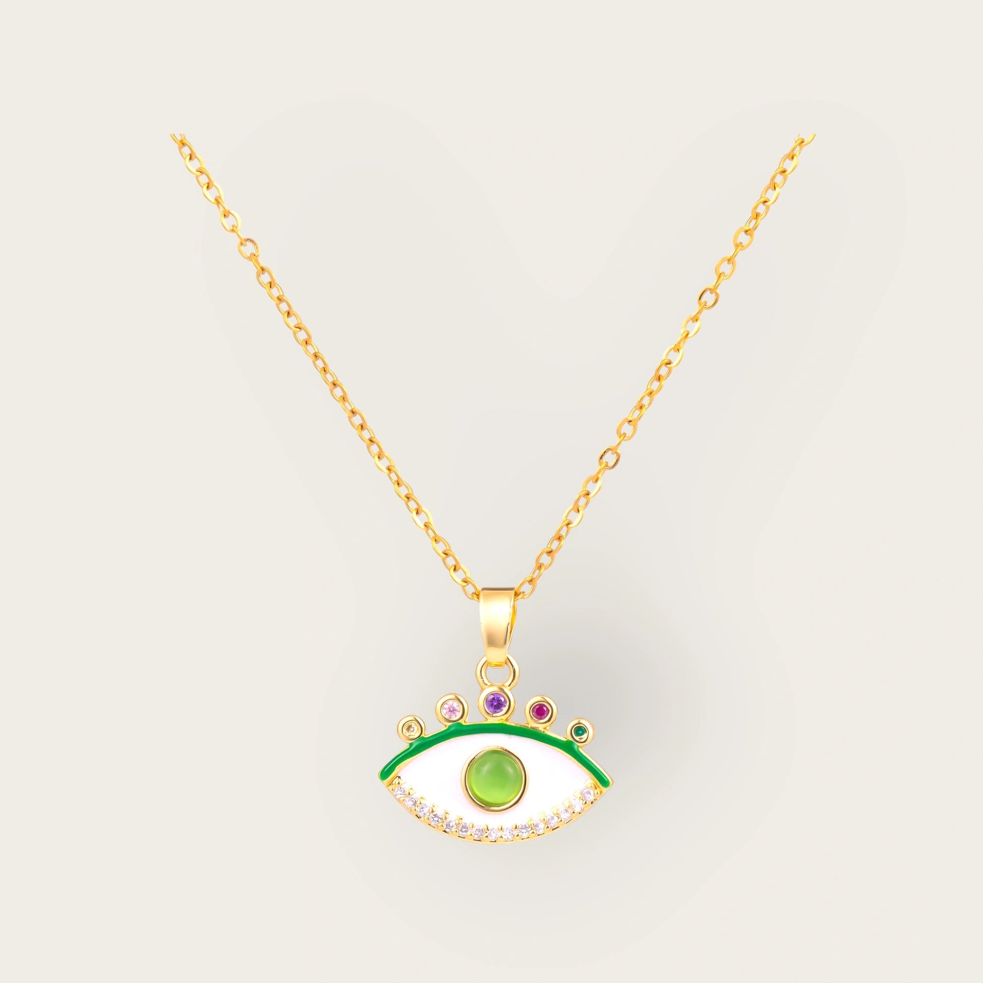 18K gold plated Stainless steel  Evil Eye necklace, Intensity - Kaaf Creations 