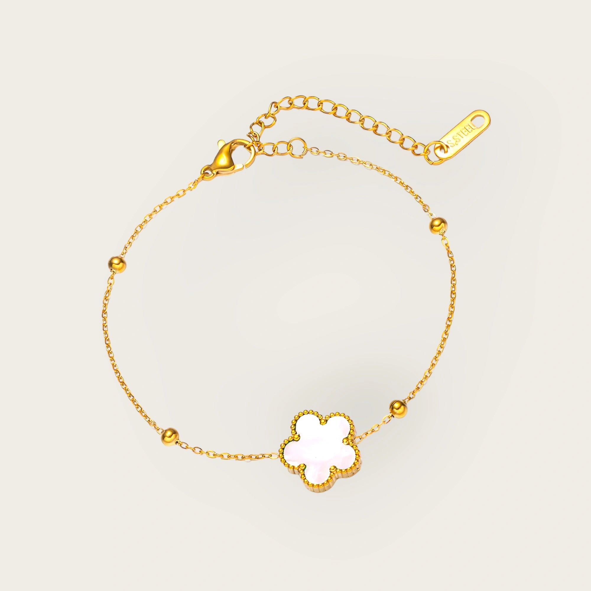 18K Gold Plated Stainless Steel Flowers Bracelet for Women and Girls, Kaaf