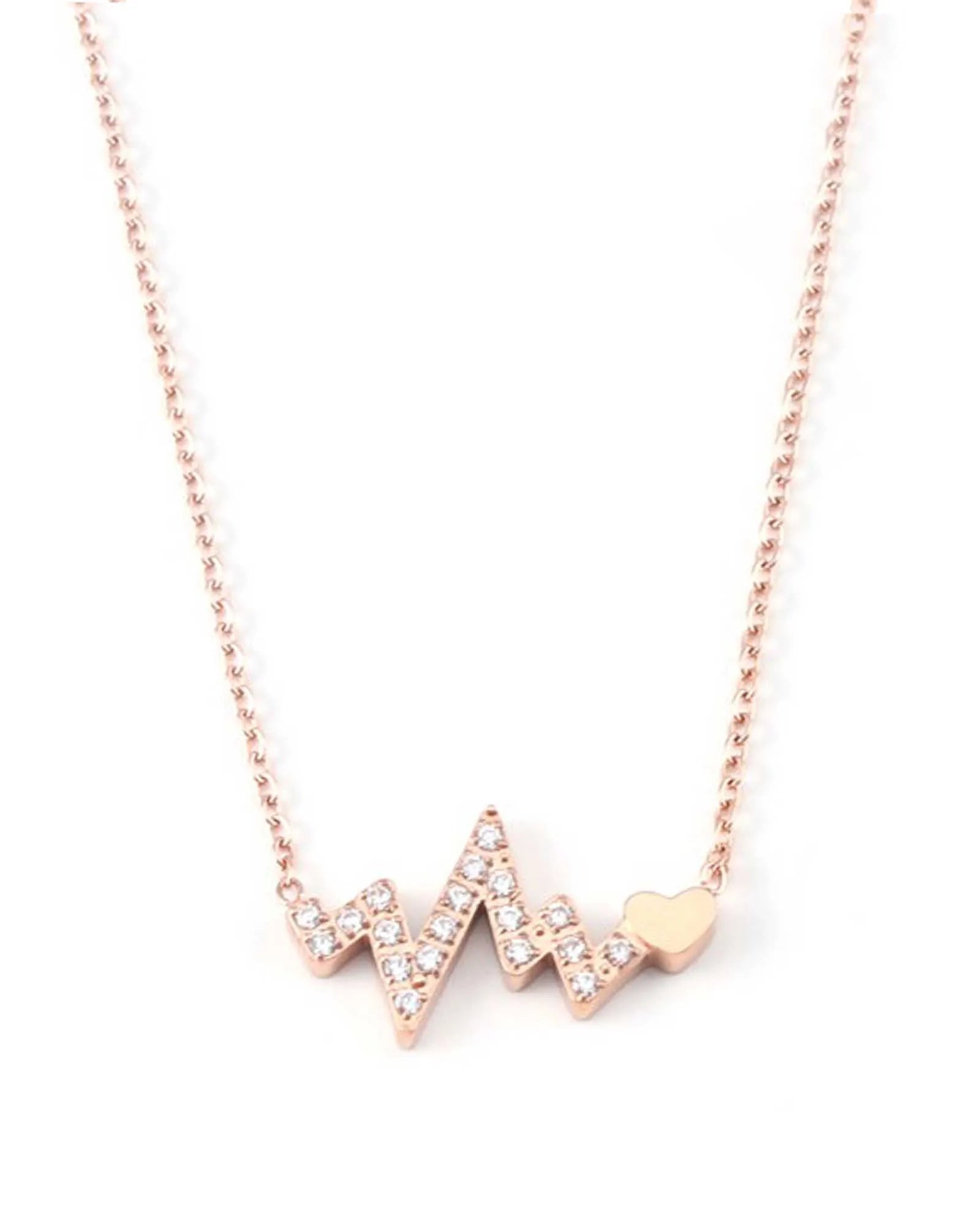 Rose Gold Plated Stainless steel Necklace with Pave Crystals, women and girls Kaaf Creations