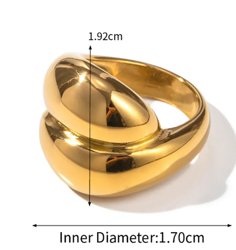 18K Gold Plated Stainless Steel, Modern Statement Ring, Chunky Dome Design ,size (6,7,8)