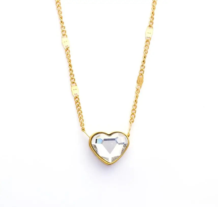 Heart Necklaces For Women Stainless Steel Chain zircon Heart Pendant Necklace Femme Wedding Aesthetic Jewelry Gift, 45+5 cm  Search this page