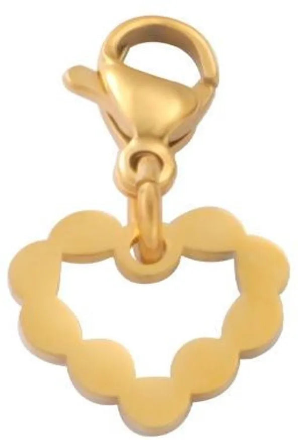 Charm Pendant, 18K Gold Plated Stainless Steel, Scalloped Design for bracelet and chain