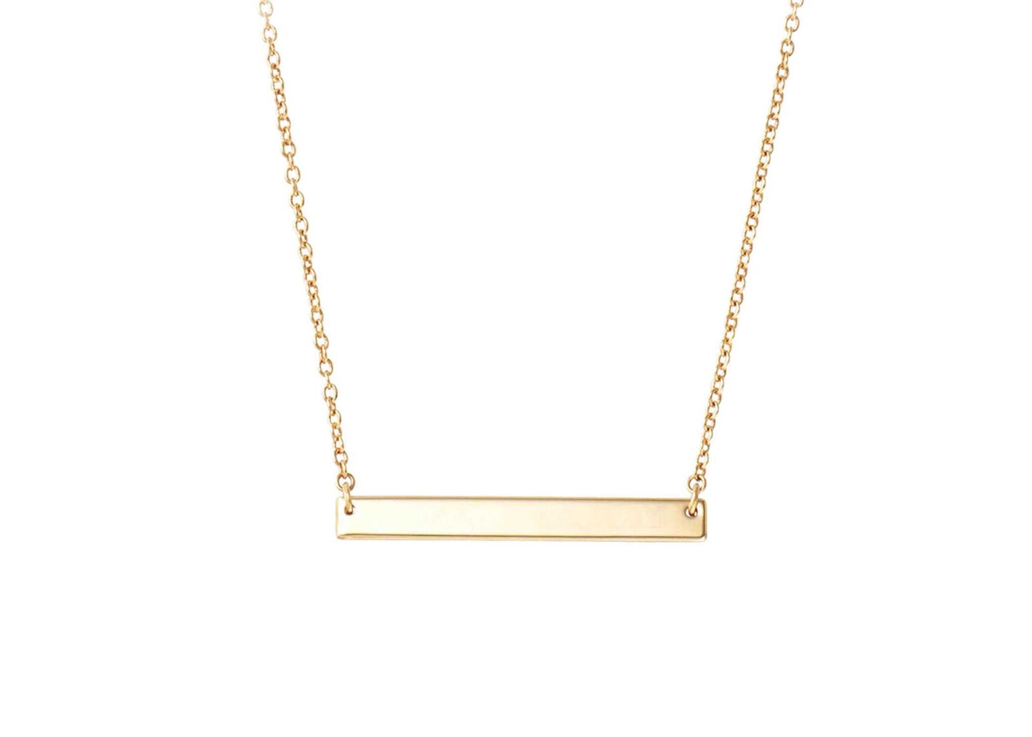 18k gold plated stainless Steel Blank Bar Necklace, Stainless Steel, Custom Name Plate Kaaf Creations