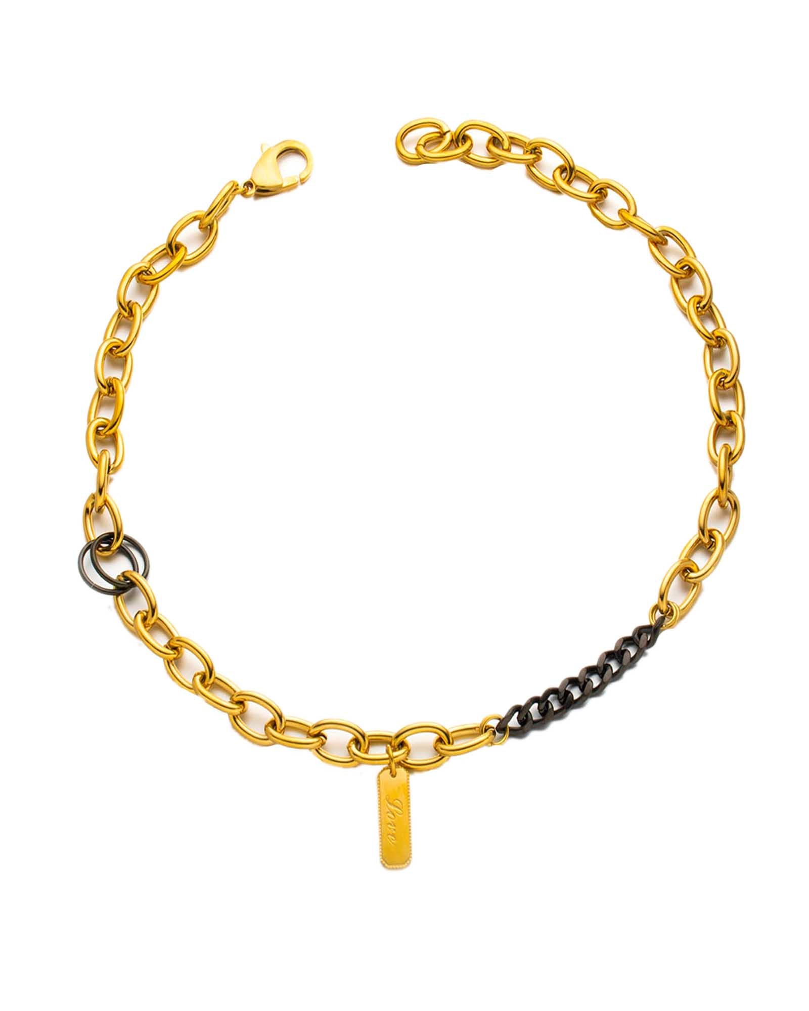 18k Gold Plated Stainless Steel Chain with black color chain Necklace, 48 cm Kaaf Creations