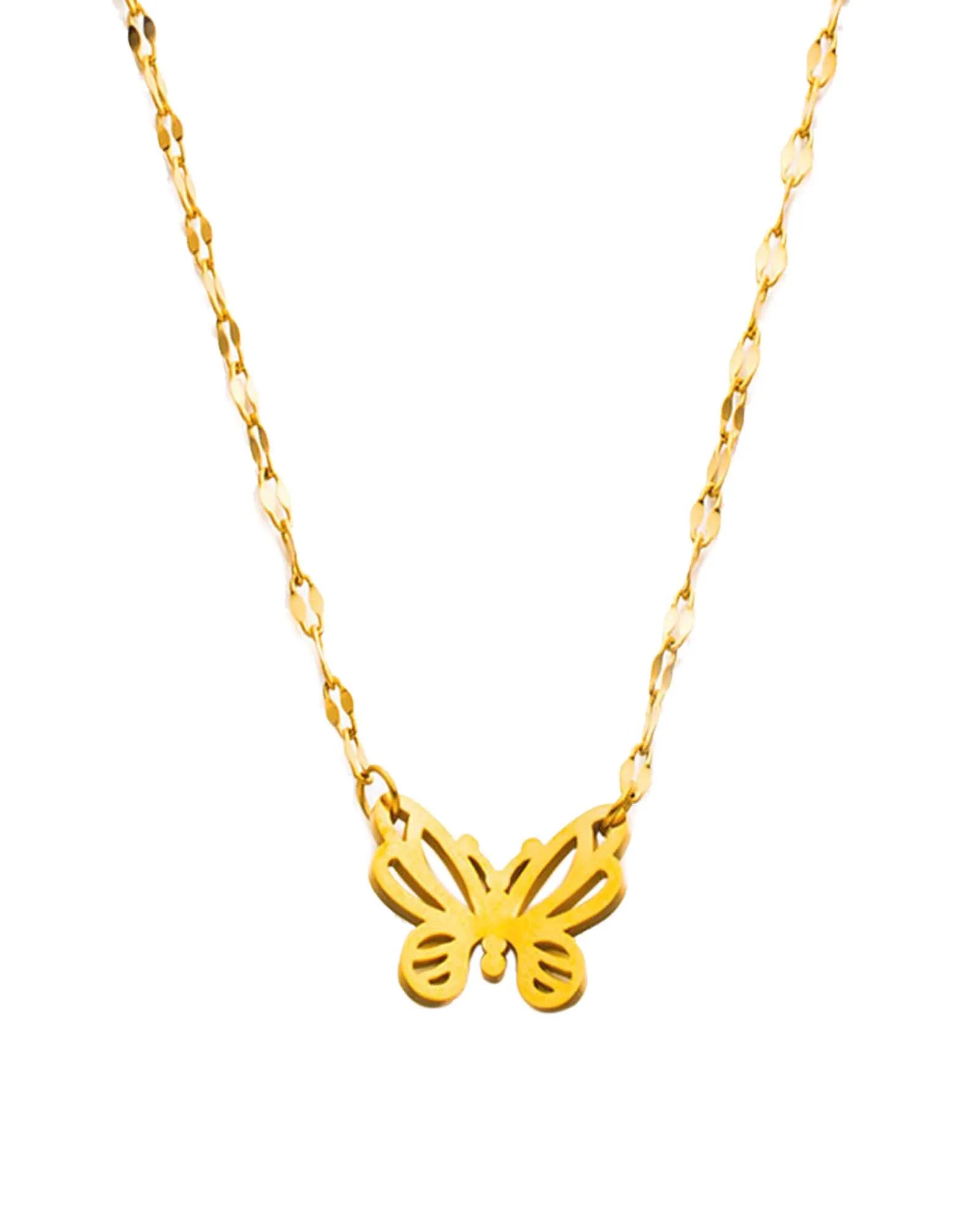 18K Gold Plated Stainless Steel, Butterfly Pendant Necklace, 39+5 cm Chain Kaaf Creations