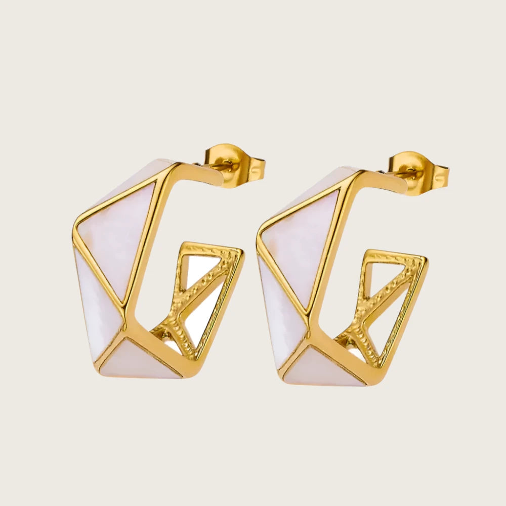 18k plated gold Stainless steel triangle shell earrings for women and girls.