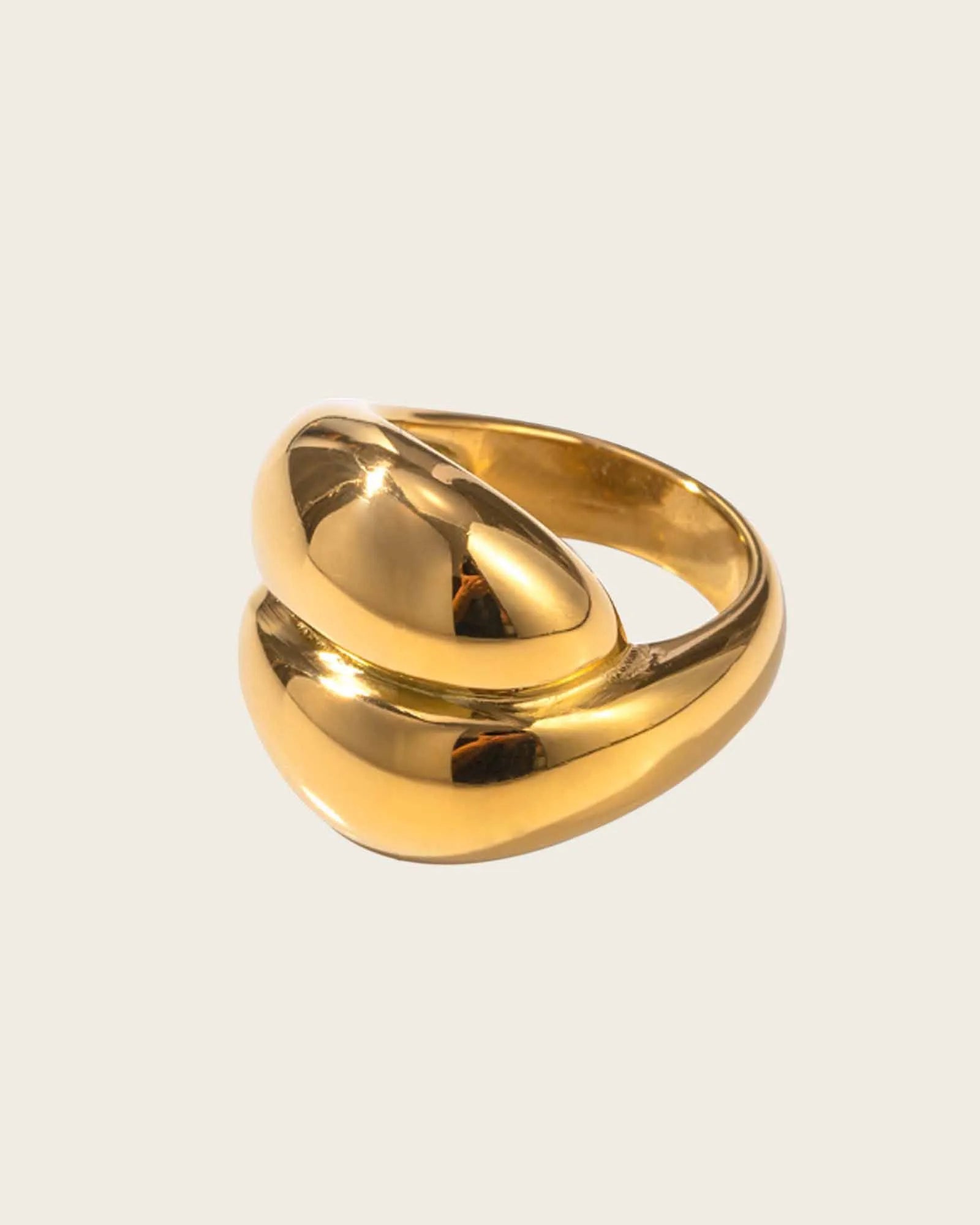 18K Gold Plated Stainless Steel, Modern Statement Ring, Chunky Dome Design ,size (6,7,8) 7 Kaaf Creations