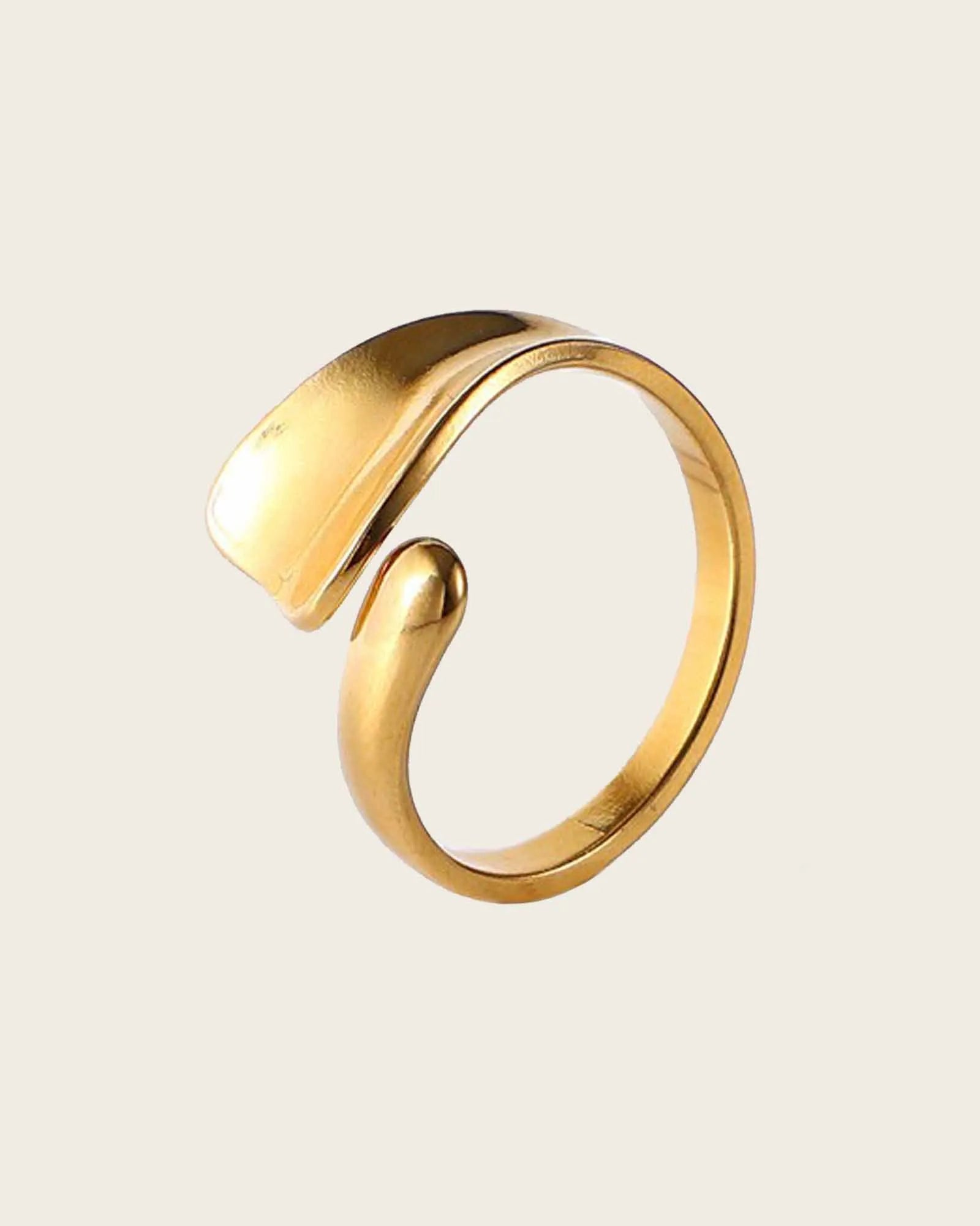 Open Wrap Ring, 18K Gold Plated Stainless Steel, Adjustable