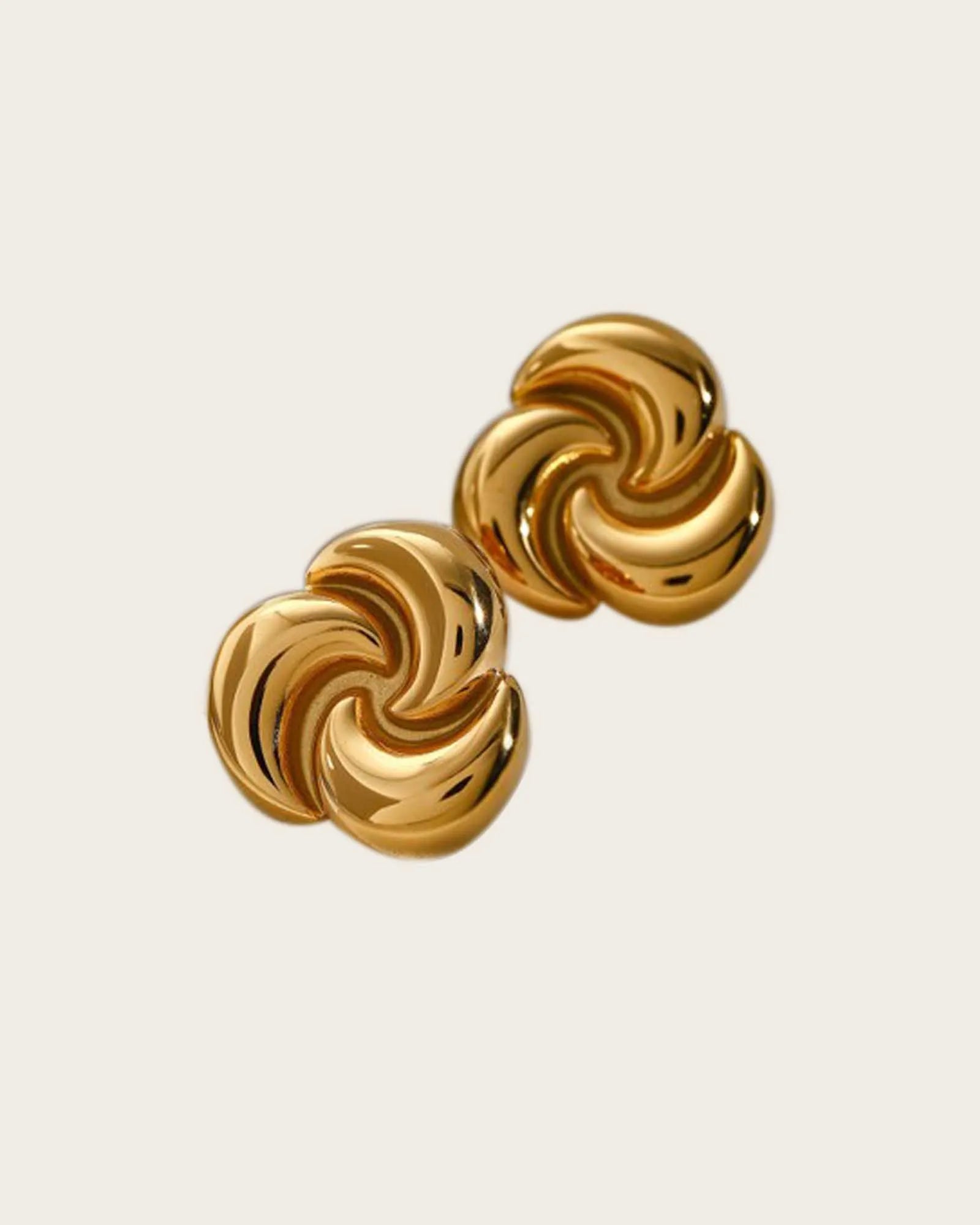 Swirl Design 18k Gold-Plated Stainless Steel Earrings, Double Spiral Pattern Kaaf Creations