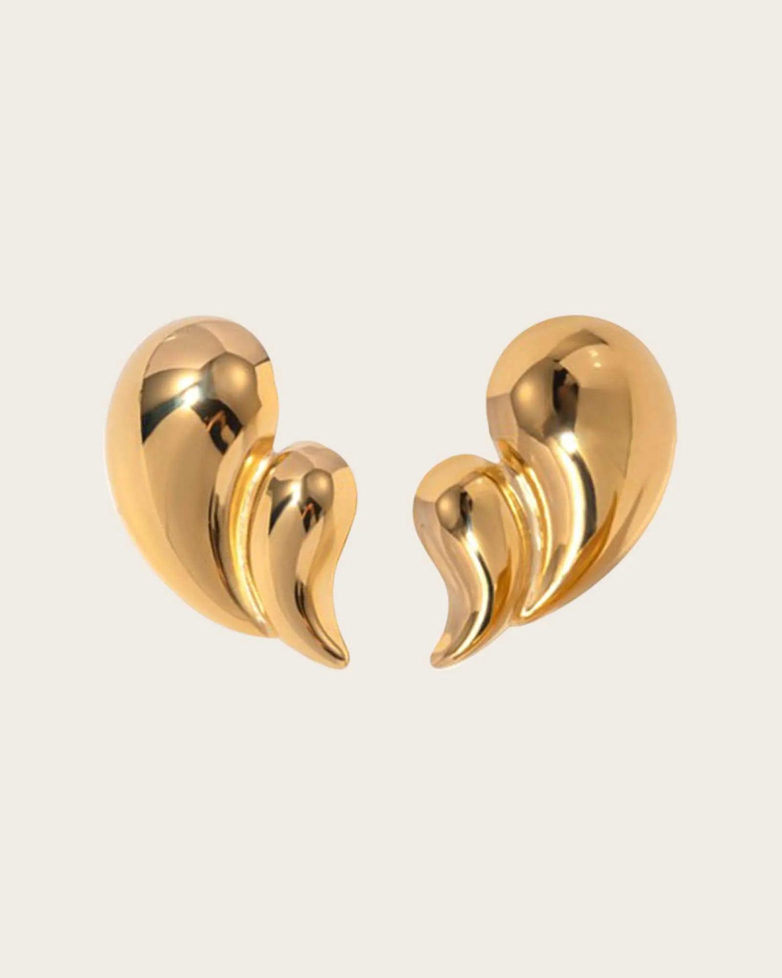 18K Gold Plated Stainless Steel, Modern Curved Drop Earrings, women and girls