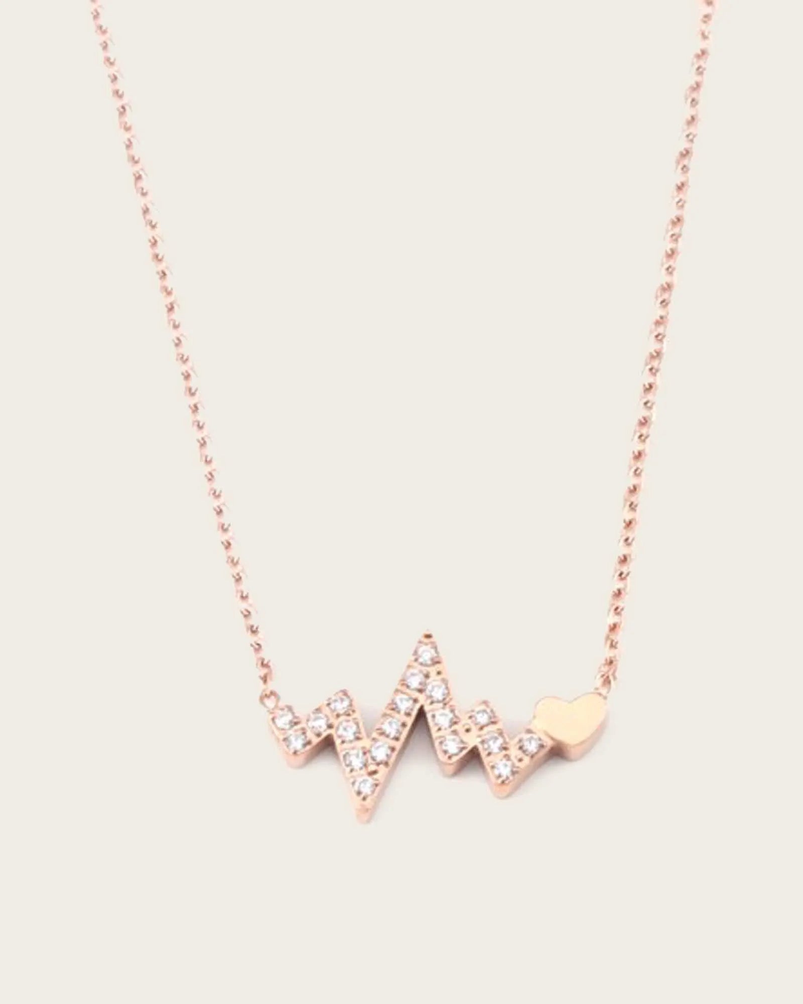 Rose Gold Plated Stainless steel Necklace with Pave Crystals, women and girls Kaaf Creations