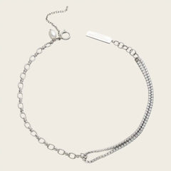 Dual Style Chain Necklace with Crystal Accent, Silver, size 39+3+7.5cm Kaaf Creations